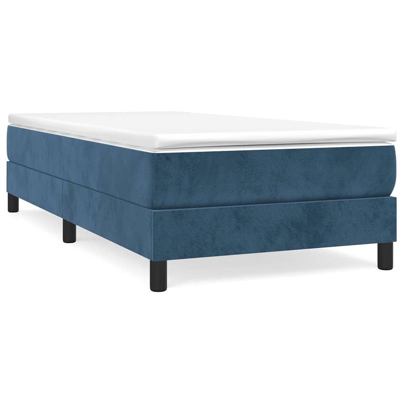 Foto van The living store boxspringbed - donkerblauw - 203 x 80 x 25 cm - fluweel - pocketvering