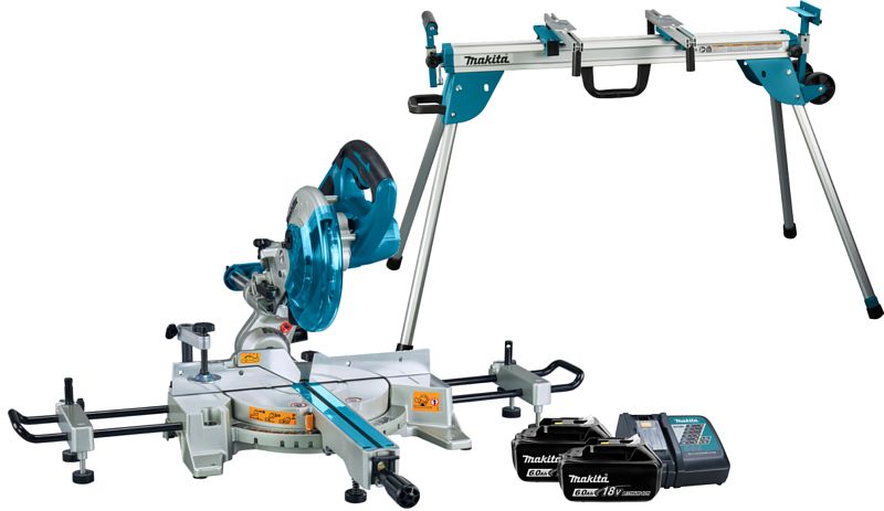 Foto van Makita dls714nz  + 6,0 ah accu (2x) en lader + onderstel