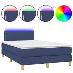 Foto van The living store boxspring blauw - bed 203x120x78/88cm - verstelbaar hoofdbord - kleurrijke led-verlichting -