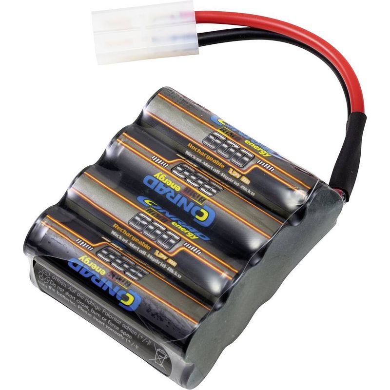 Foto van Conrad energy nimh accupack 9.6 v 800 mah aantal cellen: 8 block tamiya