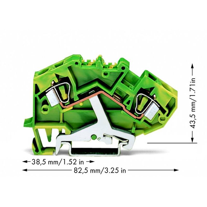 Foto van Wago 782-607 aardingsklem 8 mm spanveer toewijzing: terre groen, geel 25 stuk(s)