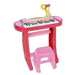 Foto van Bontempi keyboard staand met microfoon en kruk roze