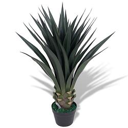 Foto van The living store yucca levensechte kunstplant - 85 cm - 33 bladeren - groen