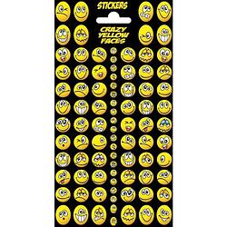 Foto van Funny products stickervel crazy faces papier geel 88 stuks
