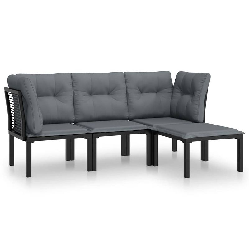 Foto van Infiori 4-delige loungeset poly rattan zwart en grijs