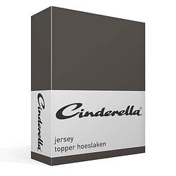 Foto van Cinderella jersey topper hoeslaken - 100% gebreide jersey katoen - lits-jumeaux (160x200/210 cm) - anthracite