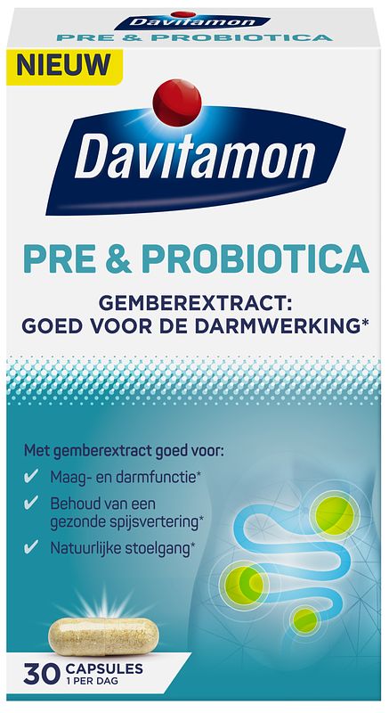 Foto van Davitamon pre & probiotica met gember-extract capsules