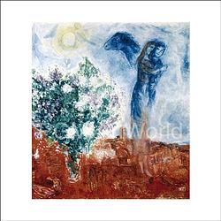 Foto van Marc chagall - die liebenden über st.paul kunstdruk 70x70cm