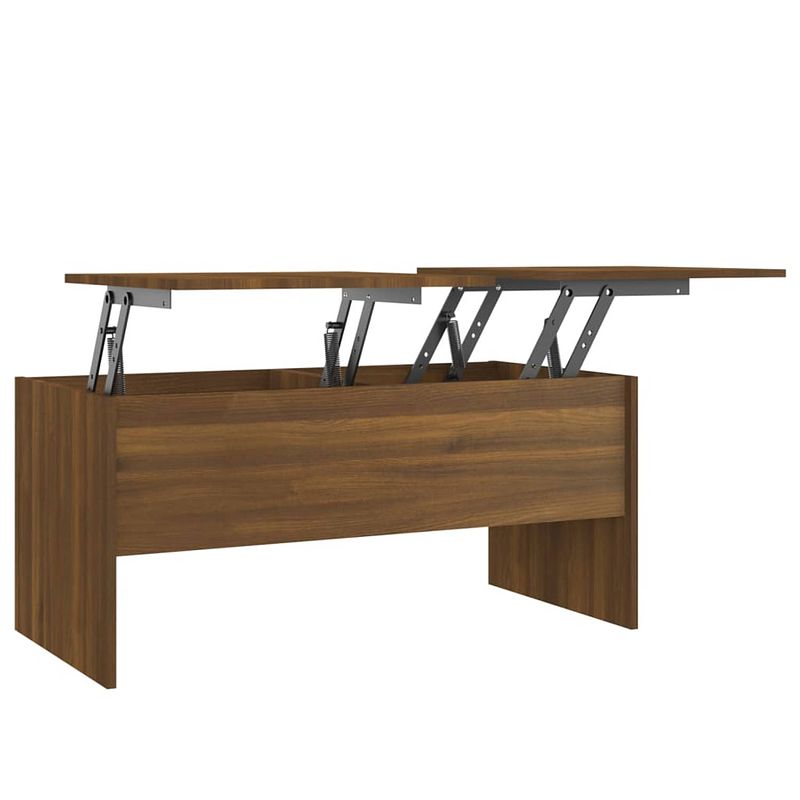 Foto van The living store salontafel s bewerkt hout - 102 x 50.5 x 46.5 cm - bruineiken