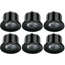 Foto van Led veranda spot verlichting 6 pack - 1w - natuurlijk wit 4000k - inbouw - dimbaar - rond - mat zwart - aluminium -