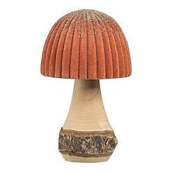 Foto van Decoratie paddenstoel - roodkoper - hout - 15xø9 cm - leen bakker
