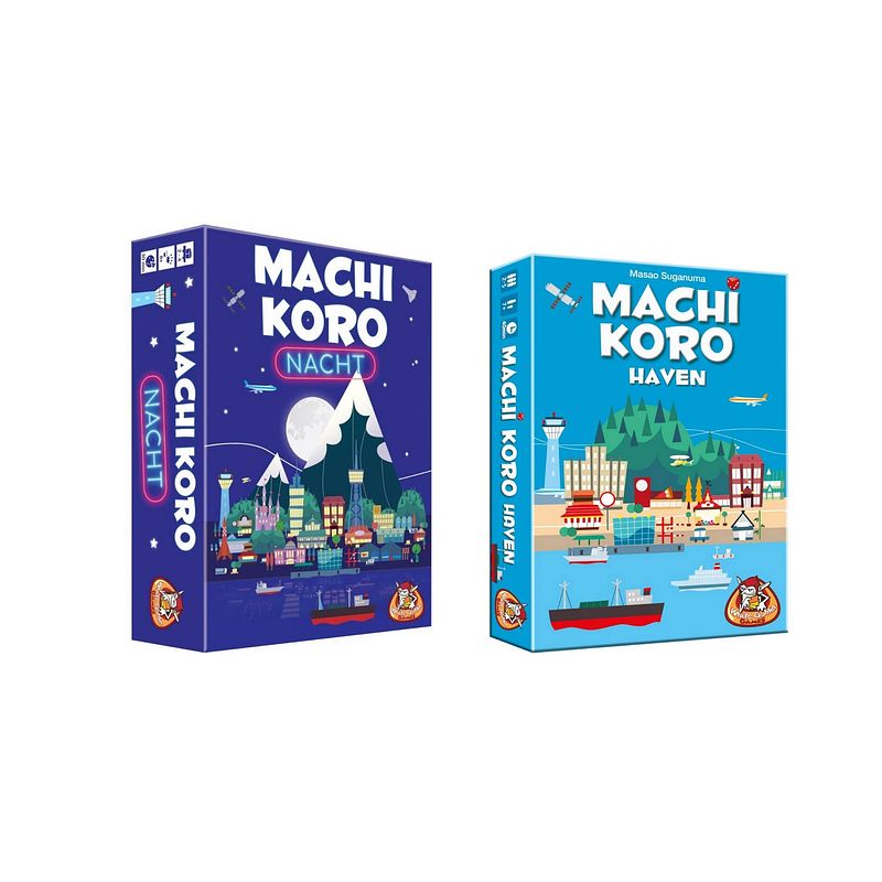 Foto van Spellenbundel - 2 stuks - machi koro - haven uitbreiding (basisspel niet inbegrepen) & nacht editie