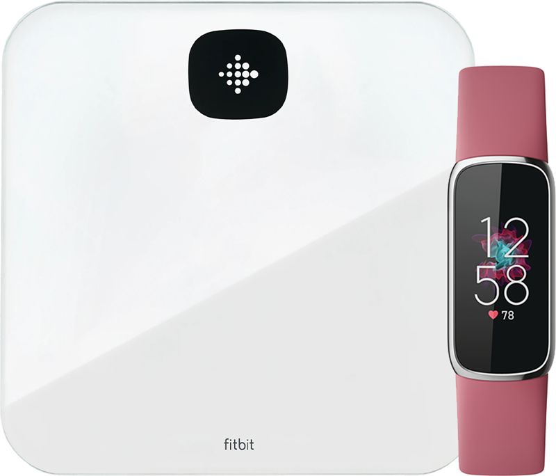 Foto van Fitbit luxe roze + fitbit aria air wit