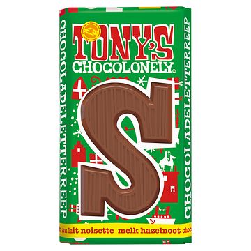 Foto van Tony'ss chocolonely s chocoladeletterreep melk hazelnoot 180g bij jumbo