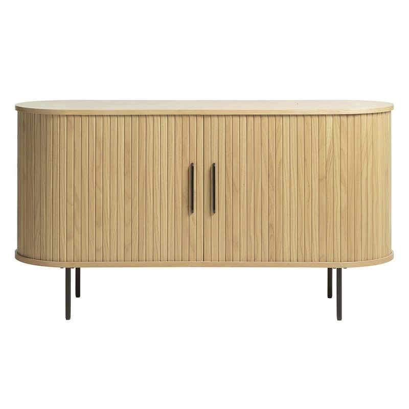 Foto van Giga meubel dressoir eikenhout naturel - 45x140x76cm - schuifdeuren - nola