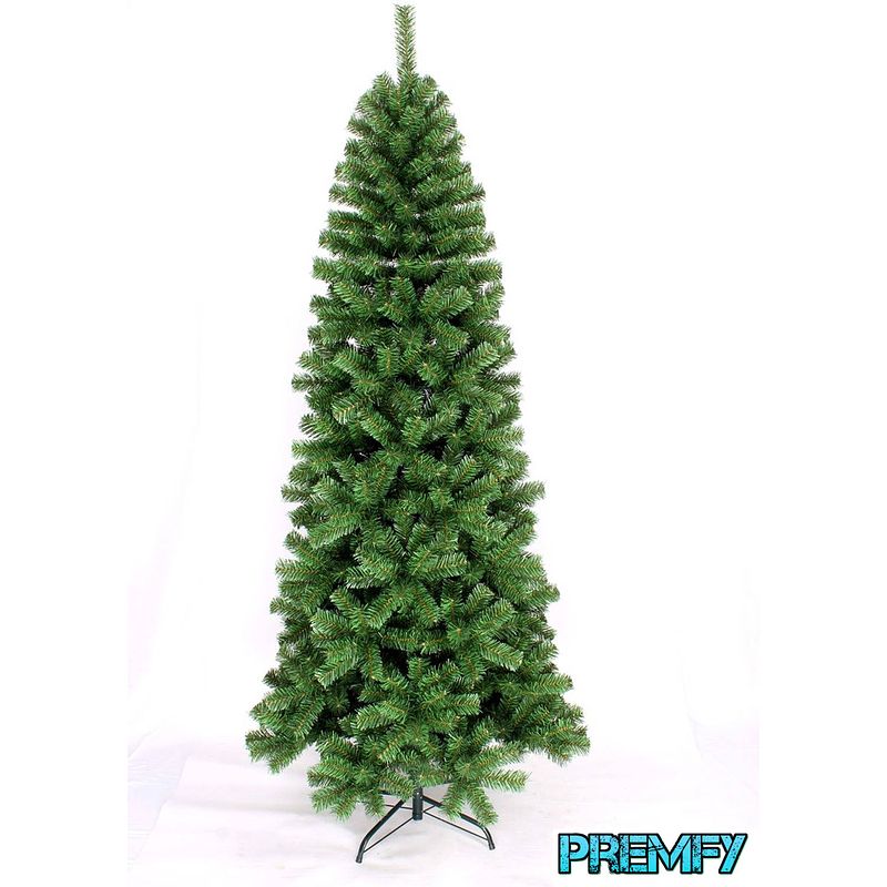 Foto van Premfy smalle kunstkerstboom 180cm met 550 takken - mooi vol - groen - zonder verlichting - pencil pine