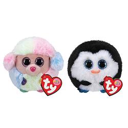 Foto van Ty - knuffel - teeny puffies - rainbow poodle & waddles penguin