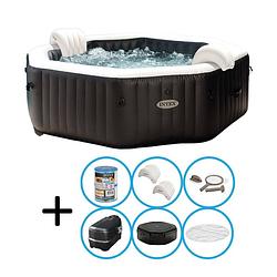 Foto van Intex - jet & bubble deluxe - jacuzzi - 201 x 71 cm - zwart - met onderhoudskit