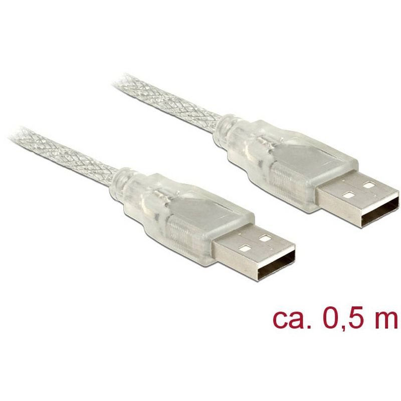 Foto van Delock usb-kabel usb 2.0 usb-a stekker, usb-a stekker 50.00 cm transparant met ferrietkern 83886