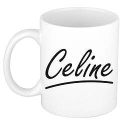 Foto van Naam cadeau mok / beker celine met sierlijke letters 300 ml - naam mokken