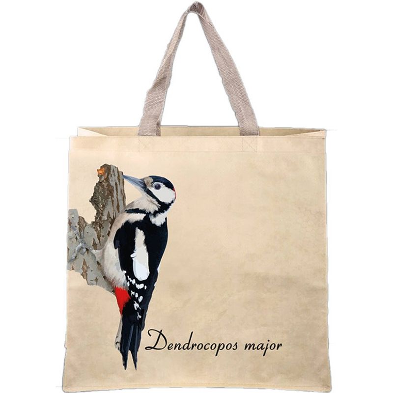 Foto van Esschert design shopper vogel 39,5 x 40 cm pp/polyester beige