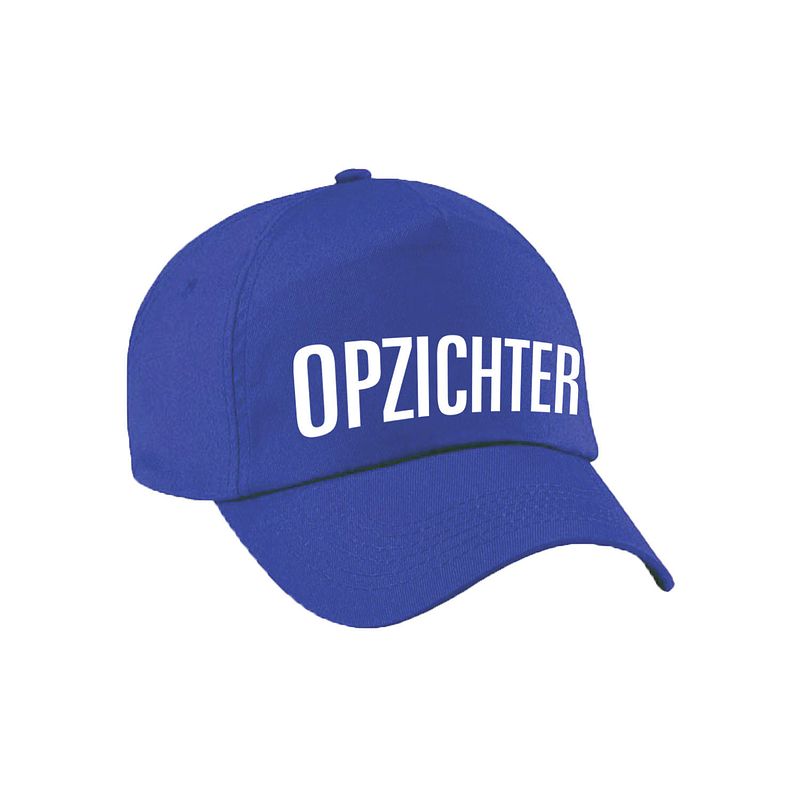 Foto van Carnaval verkleed pet / cap opzichter blauw voor dames en heren - verkleedhoofddeksels