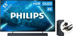 Foto van Philips 55oled707 - ambilight (2022) + soundbar + hdmi kabel
