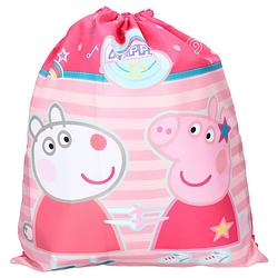 Foto van Peppa pig gymtas/rugzak/rugtas voor kinderen - roze - polyester - 44 x 37 cm - gymtasje - zwemtasje