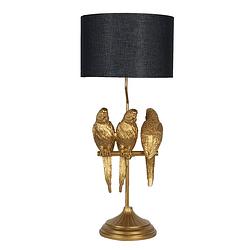 Foto van Haes deco - tafellamp - city jungle - goudkleurige papagaaien lamp, ø 33x79 cm - bureaulamp, sfeerlamp