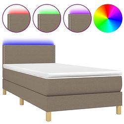 Foto van Vidaxl boxspring met matras en led stof taupe 80x200 cm