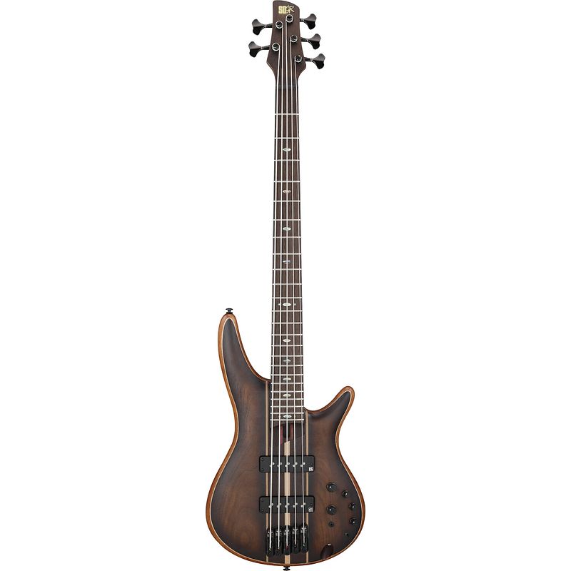 Foto van Ibanez sr1355b soundgear premium dual mocha burst flat 5-snarige elektrische basgitaar met gigbag