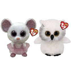 Foto van Ty - knuffel - beanie buddy - nina mouse & austin owl