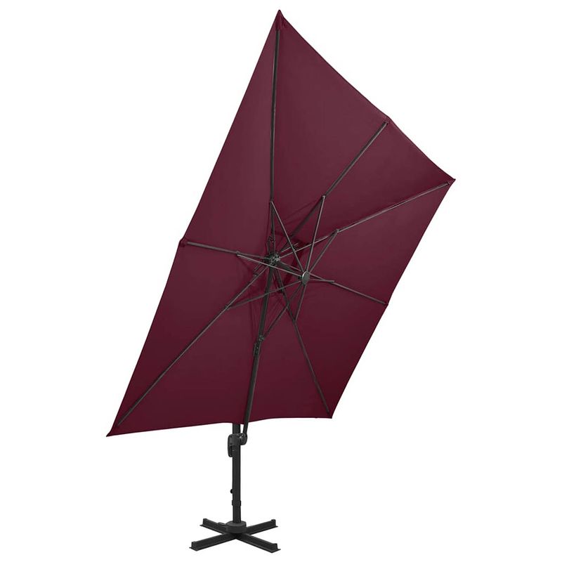 Foto van The living store tuinparasol - bordeauxrood - 300x300x258 cm - aluminium paal - kantelbaar en 360 graden draaibaar