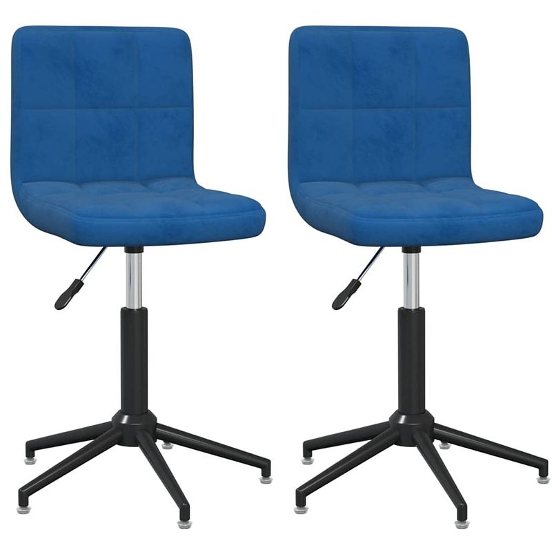 Foto van The living store draaistoelen meubelen - 40 x 47 cm - verstelbaar blauw fluweel