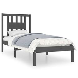 Foto van The living store houten bedframe - 205.5 x 96 cm - grijs - massief grenenhout