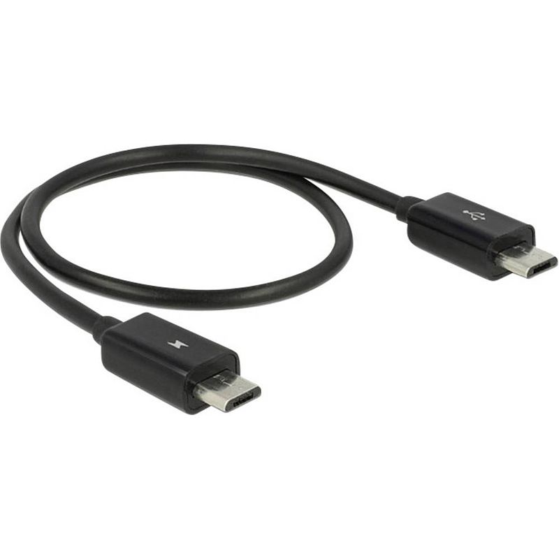 Foto van Delock usb-kabel usb 2.0 usb-micro-b stekker, usb-micro-b stekker 30.00 cm zwart met otg-functie 83570