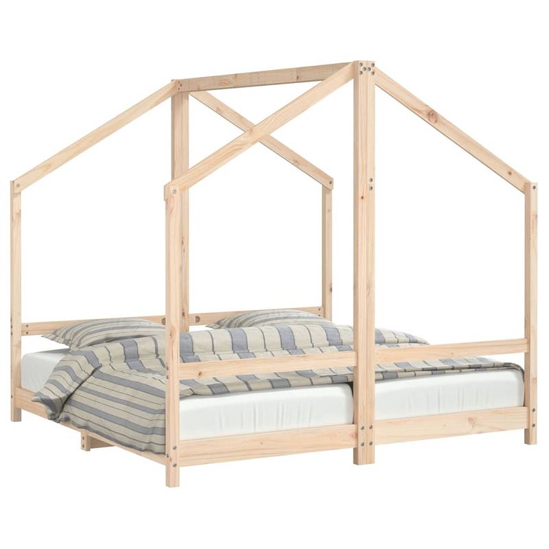 Foto van Vidaxl kinderbedframe 2x(80x160) cm massief grenenhout