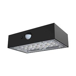 Foto van V-tac vt-403-b wandlamp op zonne-energie - sensor - ip65 - zwarte behuizing - 3 watt - 350 lumen - 4000k+3000k