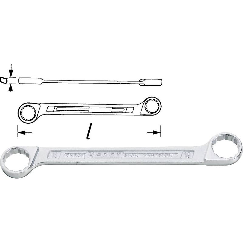 Foto van Hazet hazet 610n-21x23 dubbele ringsleutel 21 - 23 mm din 837-b, din iso 10103