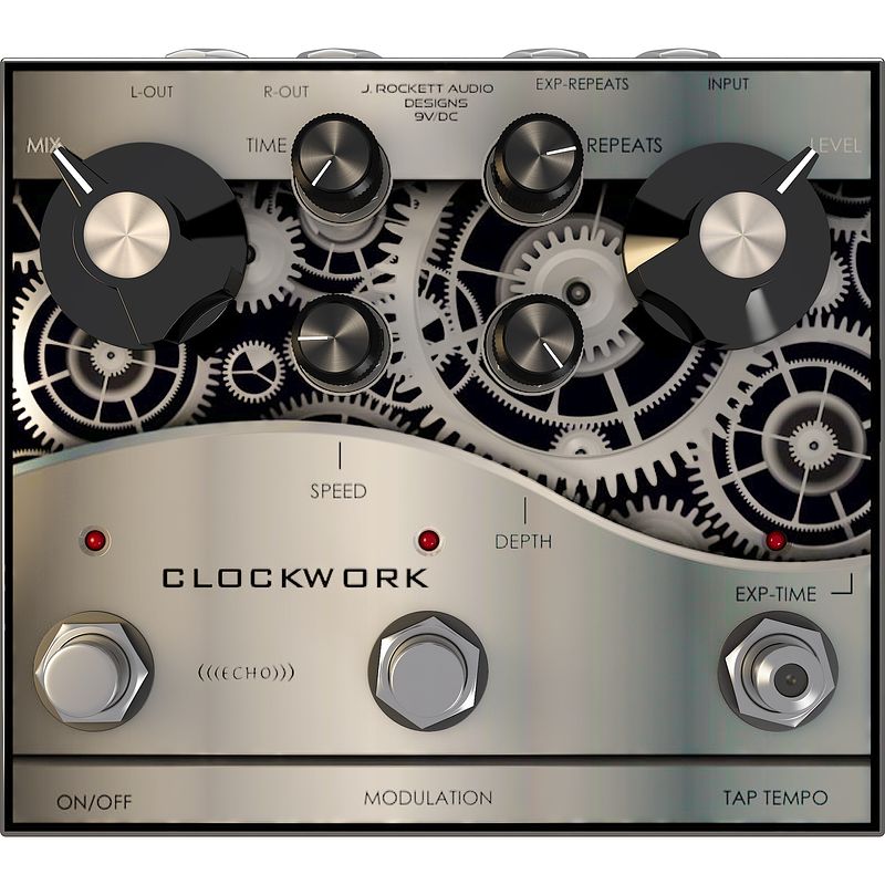 Foto van J. rockett clockwork echo analoge stereo delay met tap tempo en modulatie