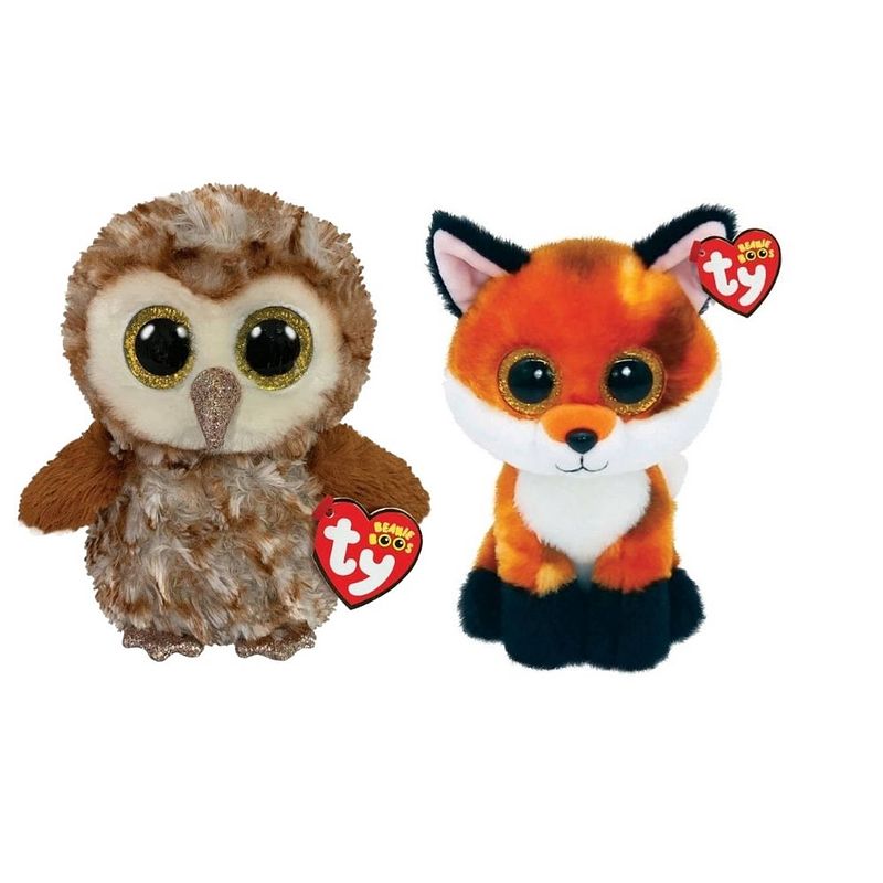 Foto van Ty - knuffel - beanie boo'ss - percy owl & fox