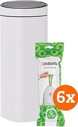 Foto van Brabantia touch bin 30 liter white + vuilniszakken (120 stuks)