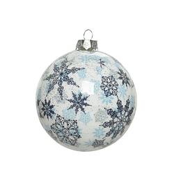 Foto van Kerstbal foam d8cm wit/blauw