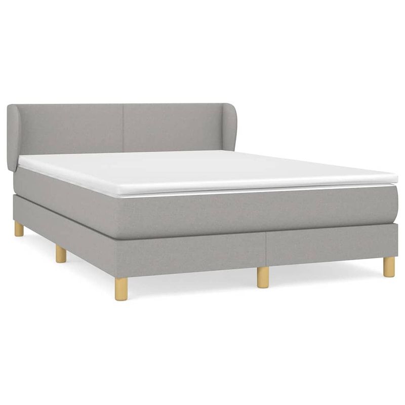 Foto van The living store boxspringbed - - bed - 203 x 147 x 78/88 cm - lichtgrijs - pocketvering matras - middelharde