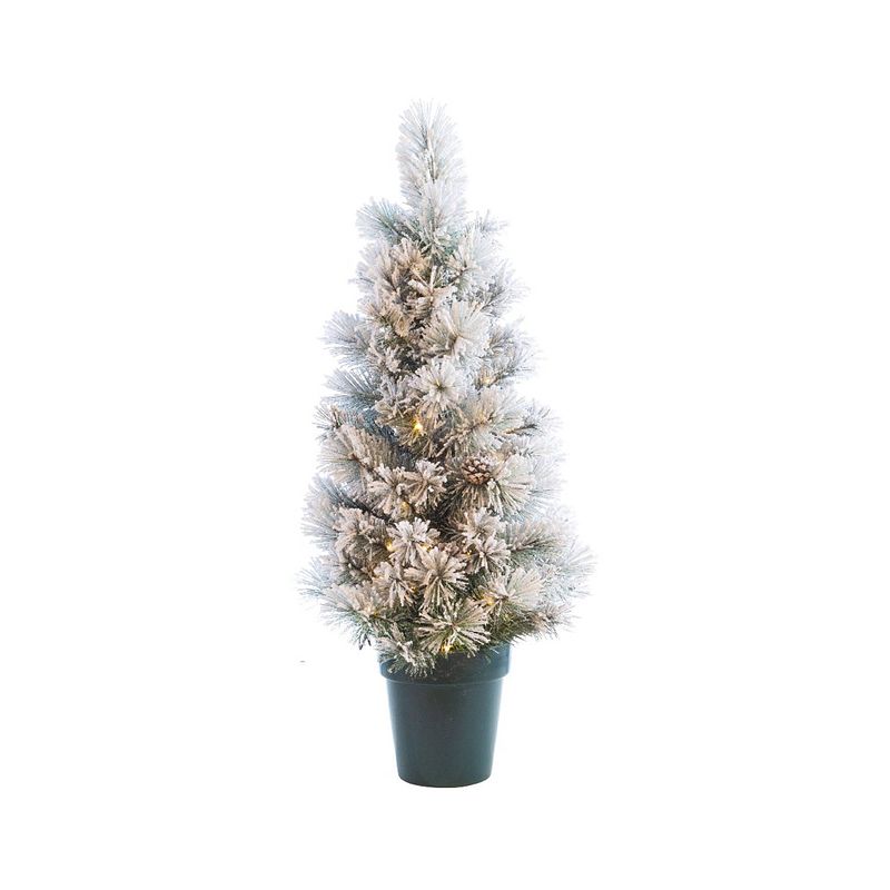 Foto van Everlands kerstboom+sneeuw pot 120cm 80l buiten wit