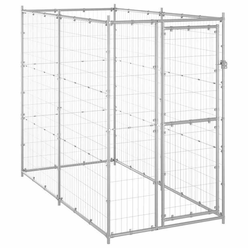 Foto van Vidaxl hondenkennel voor buiten 110x220x180 cm gegalvaniseerd staal