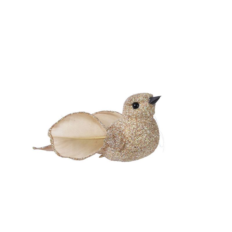 Foto van Decoris - vogel foam l10b4h4 cm champagne 2st kerst