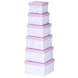 Foto van Set van 6x stuks pastel paarse cadeaudoosjes 13,5-21 cm vierkant - cadeaudoosjes