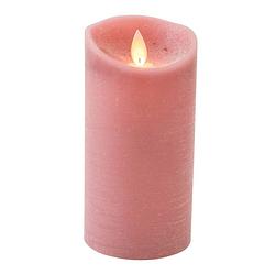 Foto van 3x antiek roze led kaars / stompkaars met bewegende vlam 15 cm - led kaarsen