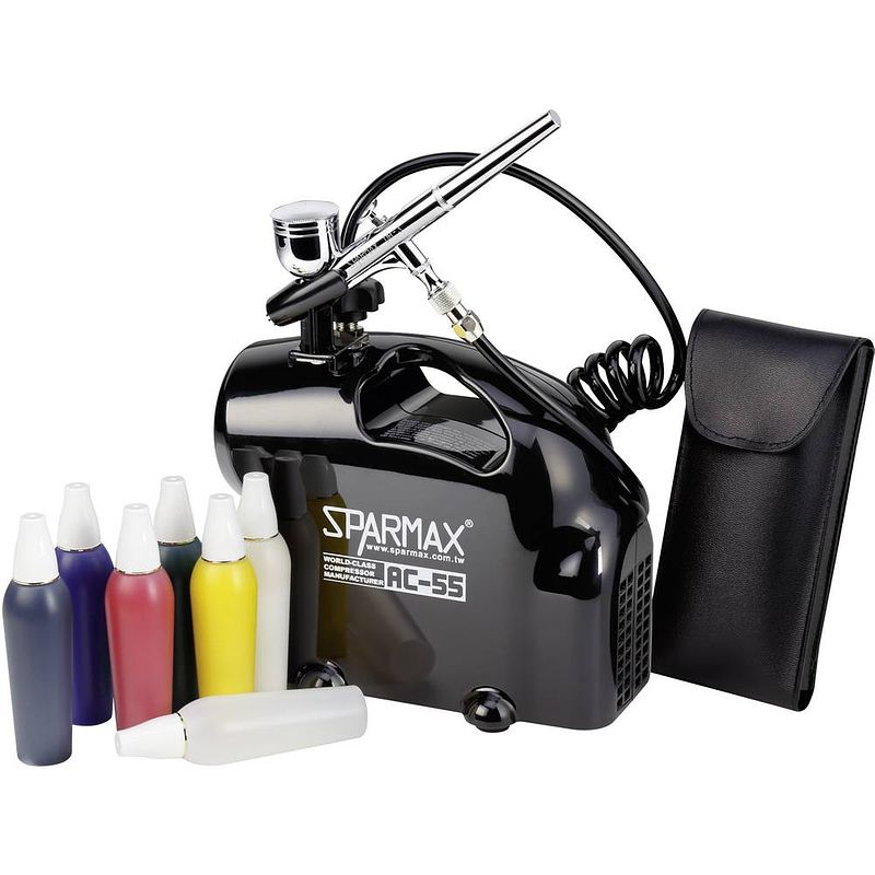 Foto van Sparmax sk-55 sk-55 airbrushset voor beginners met compressor double action